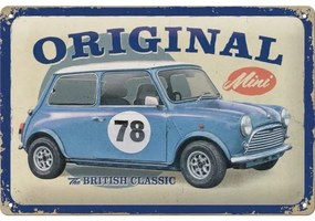 Placă metalică Mini Cooper - The British Classic, (20 x 30 cm)