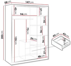 Dulap de haine cu suprastructură Lenona II D3 (prun + auriu) (cu oglindă). 1105680