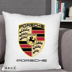 Perna Personalizata Porsche Stuttgart, 40x40 cm, Alb Pufos, Husa Detasabila, Perna Inclusa, BEKZ®