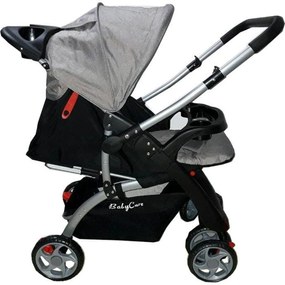 Carucior nou nascuti 2 in 1 BABY CARE™ PRO C18, Maner reversibil, Spatar reglabil in 3 trepte, Amortizoare, Frana picior,Pliabil ,GRI