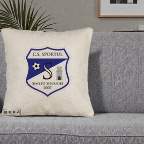 Perna Personalizata CS Sportul Simleu Silvaniei 2007, 40x40 cm, Bej Canapea, Husa Detasabila, Perna Inclusa, BEKZ®