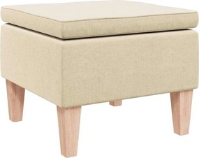 vidaXL Scaun cu picioare din lemn, crem, material textil