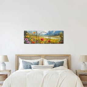 Tablou - Peisaj pictat (cu ceas) (90x30 cm)