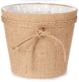 Husa pentru ghiveci impletit cu fundita de iuta, 20 x 16 cm