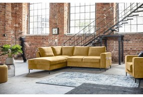 Colțar galben extensibil cu tapițerie din catifea (cu colț pe partea stângă ) Lofty Lilly – Miuform