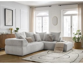 Colțar gri deschis cu tapițerie din chenille (cu colț pe partea dreaptă/în formă de ”L”) Whesley – Bobochic Paris