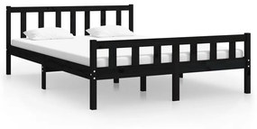 810678 vidaXL Cadru de pat, negru, 120x200 cm, lemn masiv de pin