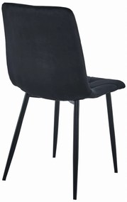 Scaun de dining din catifea neagra LIBRA cu picioare negre