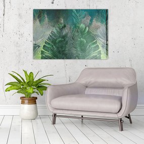 Tablou - Textura de beton cu frunze (90x60 cm)