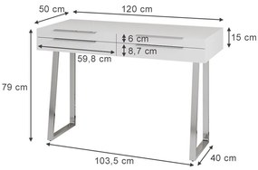 BIA210 - Masa de birou, consola, masuta machiaj, 120 cm, home office cu 4 sertare - Alb