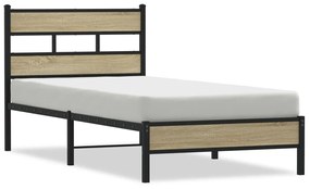 4017244 vidaXL Cadru pat fără saltea, stejar sonoma 75x190 cm lemn prelucrat