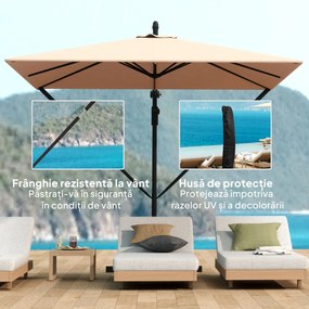 Outsunny Umbrelă Suspendată 2.5x2.5 m cu Acoperire, Corzi Antivânt, Bază în Cruce și Manivelă, Umbrelă de Grădină Inclinabilă și Rotativă 360° din Metal și Poliester 180 g/m², UV50+, Gri | Aosom Romania