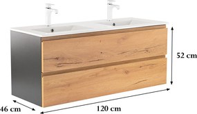 Vario Pull 120 dulap de bază cu chiuvetă stejar antracit