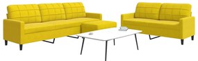 vidaXL Set de canapele cu perne, 3 piese, galben, catifea