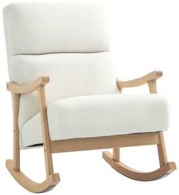 HOMCOM fotoliu de leagăn cu înveliș asemănător catifelei, spătar ergonomic și capacitate de 120 kg, 65L x 90B x 98H cm, alb crem | Aosom Romania