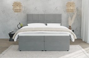 Pat boxspring gri deschis cu spațiu de depozitare 200x200 cm Flip – Ropez