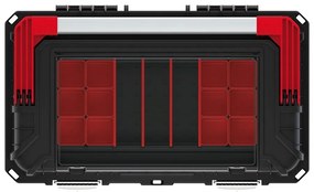 Cutie pentru scule cu maner metalic si incuietori 58,5 x 36 x 33,7 cm, cu organizator, negru