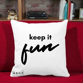 Perna Decorativa Keep It Fun, 40x40 cm, Alba Mata, Husa Detasabila, Perna Inclusa, BEKZ®