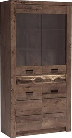 Vitrina INFINITY I-03, frasin inchis, PAL melaminat, 96x42x192 cm