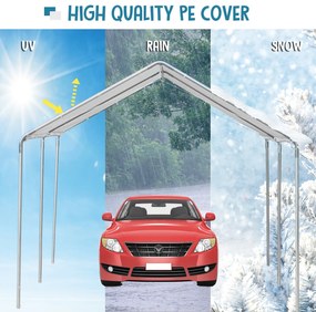 Outsunny Prelată Auto Rezistentă la Apă cu Kit de Ancorare, 5.95x2.9x2.6m, Albă | Aosom Romania