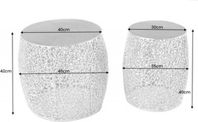 Set de 2 masute cu aspect deosebit Leaf argintiu