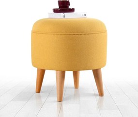 Taburet MOOUV 7090, stofa clasica, galben, 40x40x42 cm