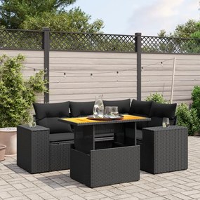 3272616 vidaXL Set mobilier de grădină cu perne, 5 piese, negru, poliratan