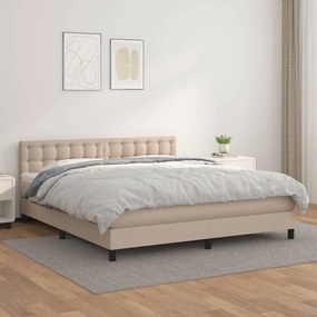 3141136 vidaXL Pat box spring cu saltea, cappuccino, 160x200cm piele ecologică