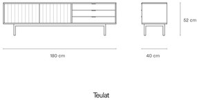 Comodă TV gri/în culoare naturală cu aspect de lemn de stejar 180x52 cm Sierra – Teulat