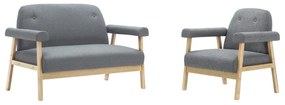 275207 vidaXL Set canapea 3 persoane, 2 piese, material textil, gri deschis