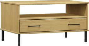 vidaXL Măsuță cafea picioare metalice maro 85x50x45cm lemn masiv OSLO
