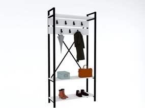 Mobilier hol ALFA, alb/negru, PAL melaminat, 90x34x180 cm
