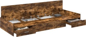 vidaXL Cadru de pat cu sertar Stejar fumuriu 75 x 190 cm Lemn compozit