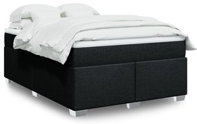 vidaXL Pat box spring cu saltea, negru, 140x190 cm, textil