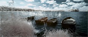 Tablou - Bărci de lemn pe lac (120x50 cm)