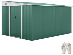 Outsunny Magazie de Gradina cu Ușa Glisantă si Orificii de Aerisire, din Oțel Galvanizat, 345x280,5x169-201cm, Verde | Aosom Romania