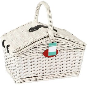 Coș picnic pentru 2 persoane, alb, 38 x 26 x 26 cm