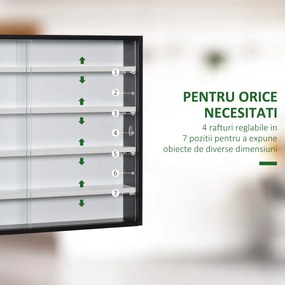 HOMCOM Vitrina Moderna pentru Colectionare 5 Etajere, Panou Suport de obiecte cu Etajere Reglabile, 80x9.5x60cm, Negru si Alb | Aosom Romania