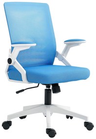 Vinsetto Scaun Ergonomic Reglabil pe Înălțime cu Cotiere de Ridicare, Scaun de Birou Pivotant din Poliester, 54x54x89-99 cm, Albastru | Aosom Romania