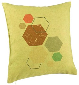 Perna Decorativa, Model Forme Geometrice 3, Multicolor 40x40 cm, Verde, Husa Detasabila, Burduf