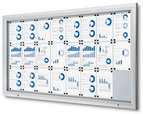 Vitrină de informare încuiată în aer liber 24 x A4 - spate din tablă, ignifugă, tip T, aluminiu