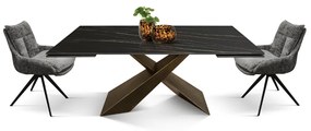 MIRABELLE -MASA BLAT DREPTUNGHIULAR NEGRU CU AURIU MAT EXTENSIBILA-PICIOR METALIC BRONZ 180 cm/ 90 cm