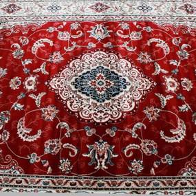 Covor clasic burgundia Isfahan 200x300 covor poliester mecanic pentru living sau dormitor