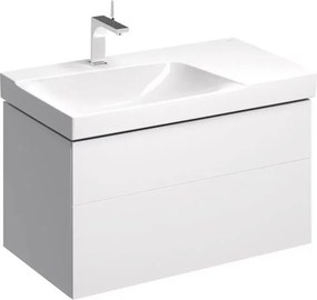 Dulap baza pentru lavoar cu blat suspendat sifon stanga Geberit Xeno2 alb 2 sertare 88 cm
