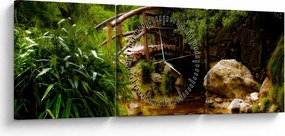 Tablou - Pod prin râu (cu ceas) (90x30 cm)