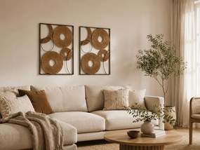 Set 2 buc decoratiune de perete CIRCLES metal 48x68 cm, maro