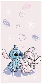Prosop pentru copii roz din bumbac 70x140 cm Lilo and Stitch "Pink" – Jerry Fabrics