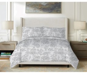Lenjerie de pat Matex Satin Flori gri , 140 x 200cm, 70 x 90 cm