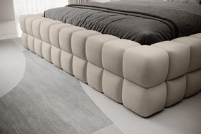 Pat tapitat cu somiera rabatabila si lada depozitare, 180x200 cm, ELTAP, BE-DIZ-MET-18TOU, Dizzle, metal/poliester, bej