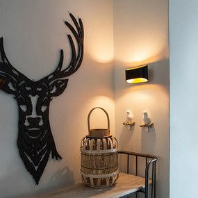 Aplică modernă neagră cu interior auriu oval - Alone